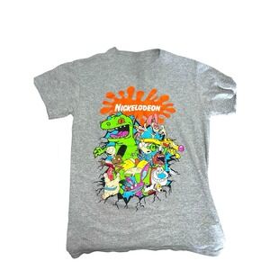 Nickelodeon‎ Mens T-Shirt Small Size Gray Graphic 90s rugrats Ren And Stimpy